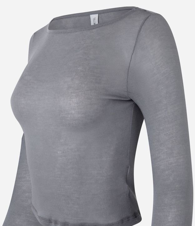 Blusa en Rib con Escote Redondo y Manga Larga 5