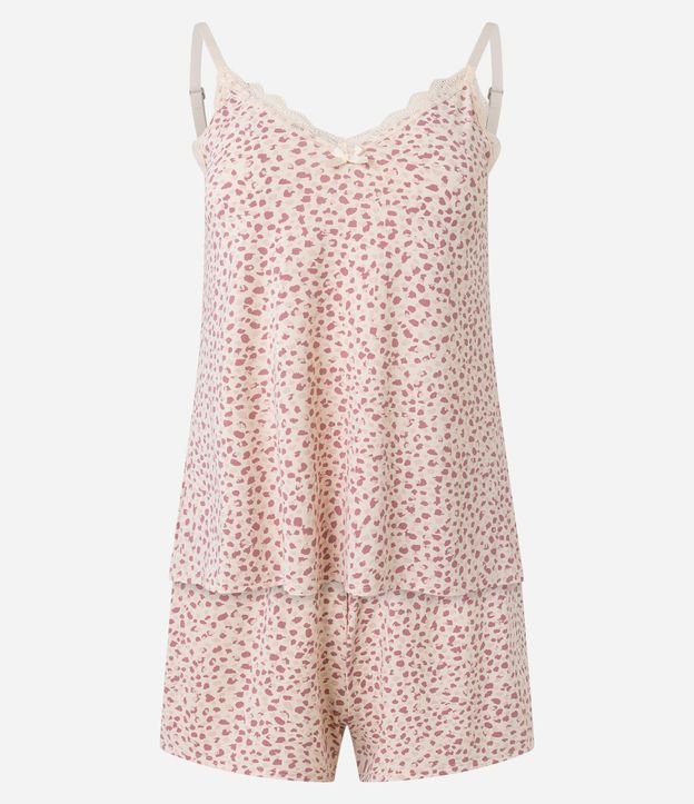 Pijama Short Doll en Microfibra con Estampa de Animal Print Leopardo 5