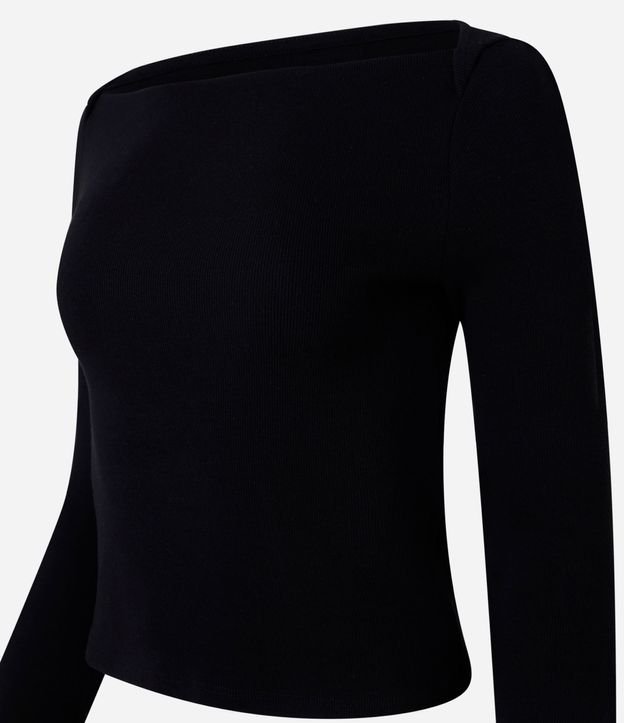 Blusa en Rib con Escote Reto y Manga Larga 3