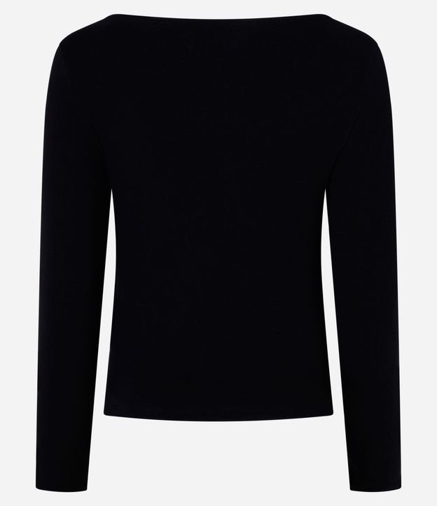 Blusa en Rib con Escote Reto y Manga Larga 4