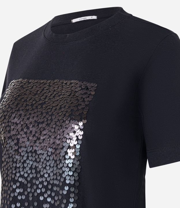 Remera Slim en Algodón con Bloco de Lentejuelas 7