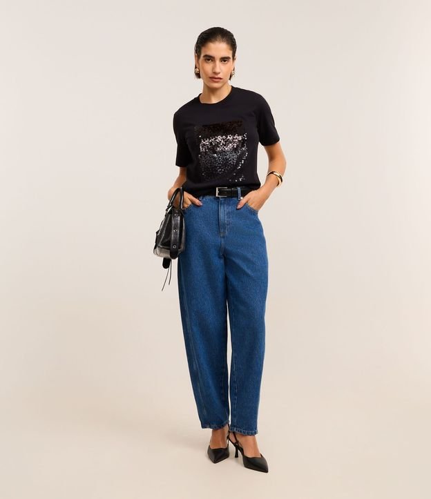 Remera Slim en Algodón con Bloco de Lentejuelas 4