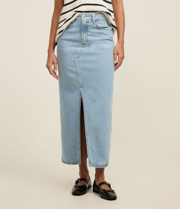 Pollera New Midi Jeans con Abertura Delantero 3