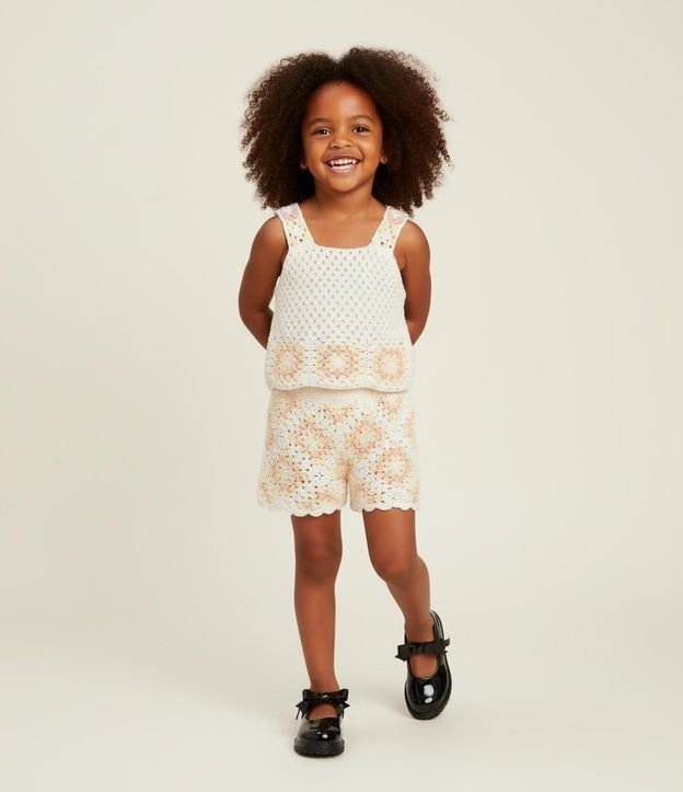 Blusa Infantil con Efecto Ganchillo y Flores - Talle 1 A 5 años 2