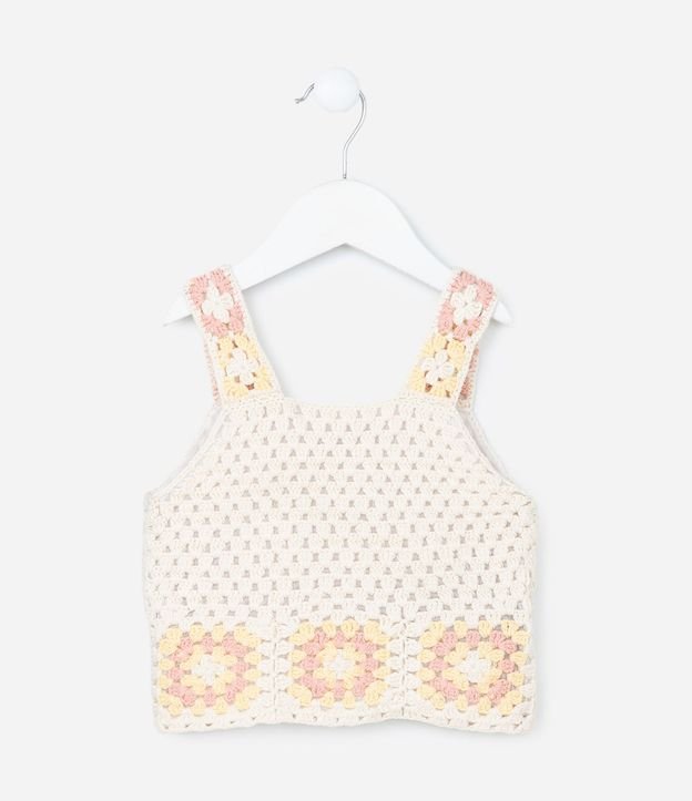 Blusa Infantil con Efecto Ganchillo y Flores - Talle 1 A 5 años 3