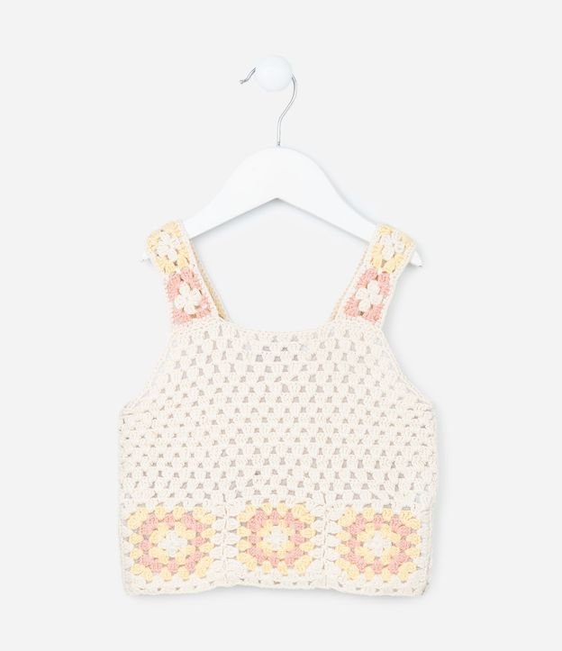 Blusa Infantil con Efecto Ganchillo y Flores - Talle 1 A 5 años 4