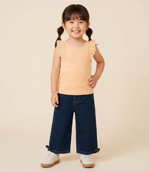 Musculosa Infantil en Rib con Volado en Broderie - Talle 1 a 5 años