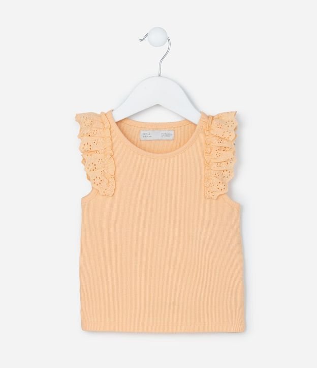 Musculosa Infantil en Rib con Volado en Broderie - Talle 1 a 5 años 2