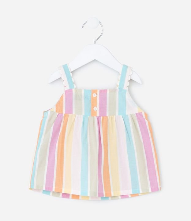 Conjunto Infantil de Rayas con Aplicaciones de Ganchillo en la Blusa  - Talle 1 a 5 años 4