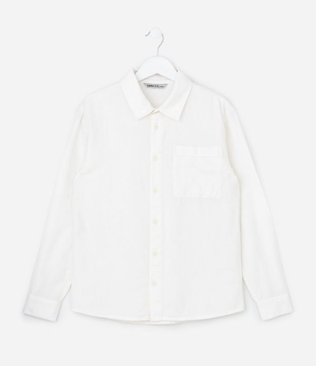 Camisa Infantil en Algodón con Lino Texturizada - Talle 5 a 14 años 2