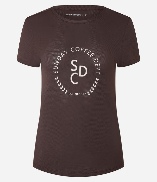 Remera Deportiva en Microfibra Texturizada con Estampa Sunday Coffee