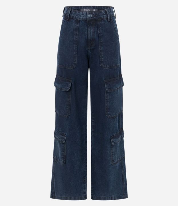 Pantalón Wide Leg en Jeans con Bolsillos Carpintero y Cargo 7