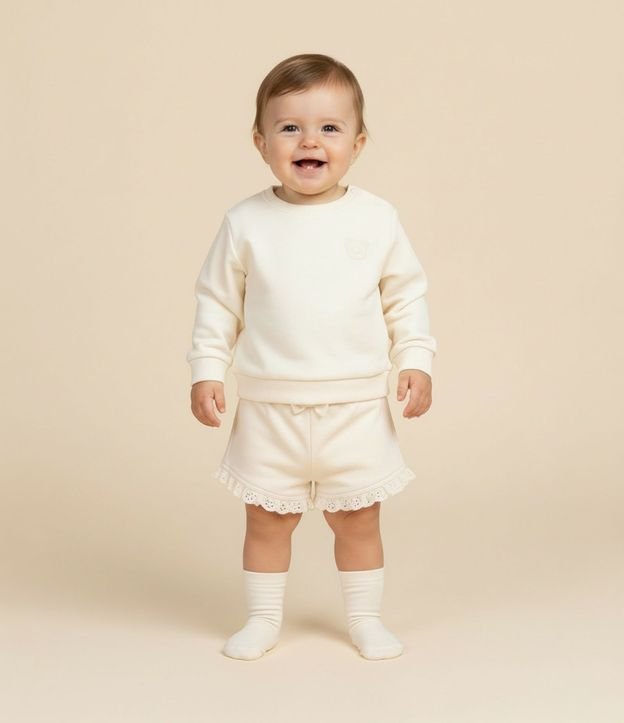 Short Infantil con Volados y Lazo - Talle 0 a 18 meses