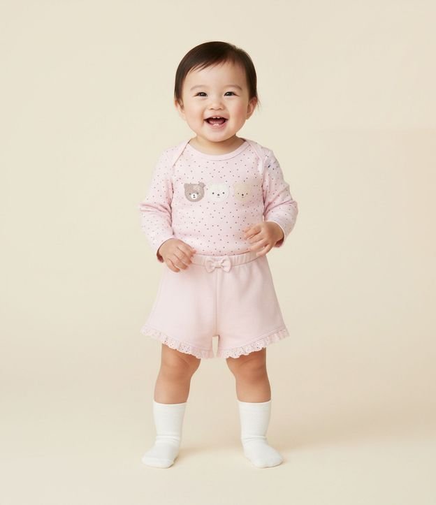 Short Infantil con Volados y Lazo - Talle 0 a 18 meses