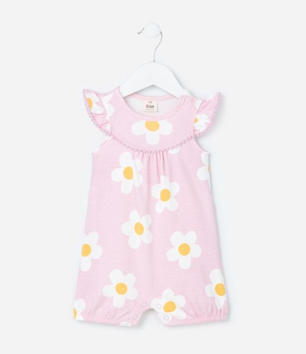 Enterito en Suedine con Estampa Floral - Talle 0 a 18 Meses
