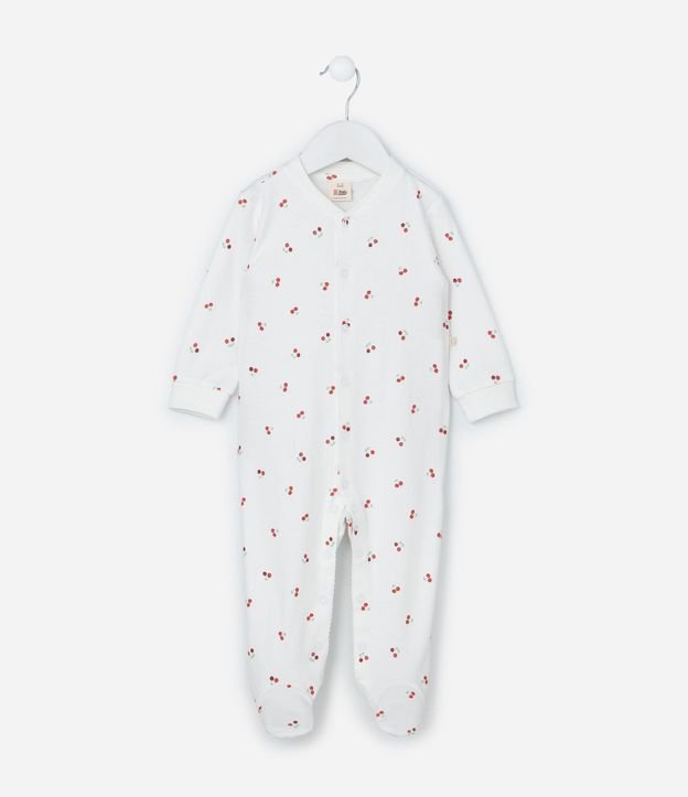 Mono Infantil en Suedine con Estampa de Cereza - Talle RN a 18 Meses