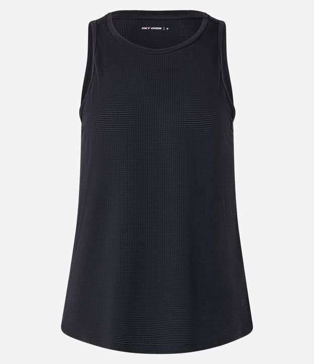 Musculosa Deportiva en Microfibra Texturizada y Bajo Redondeado