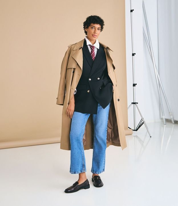 Trench Coat Alargado en Gabardine con Cinta para Lazo 2