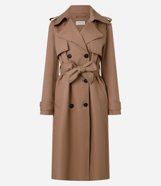 Trench Coat Alargado en Gabardine con Cinta para Lazo 13