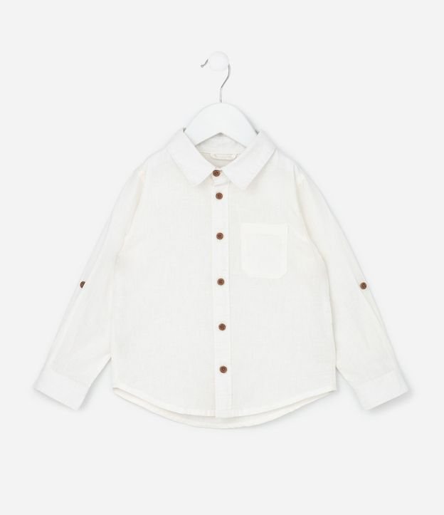 Camisa Infantil en Lino y Algodón con Pequeño Bolsillo - Talle 1 a 6 años