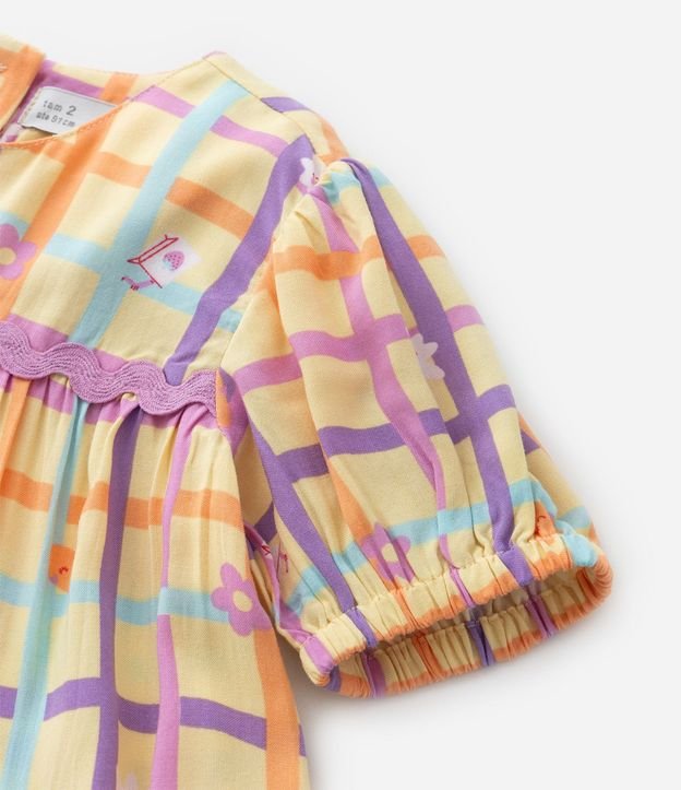 Vestido Infantil en Viscosa con Estampa de Cuadros - Tam1 a 6 años 6