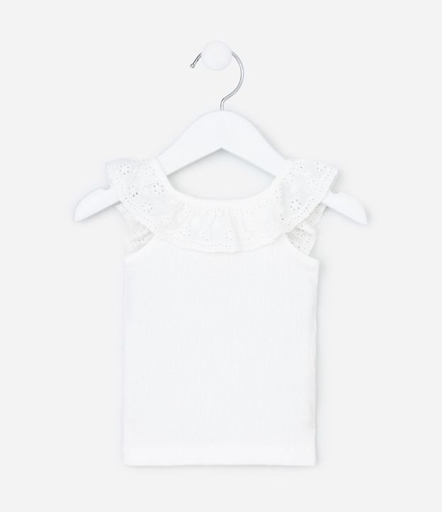 Musculosa Infantil en Rib con Volado en el Cuello - Talle 3 a 18 meses