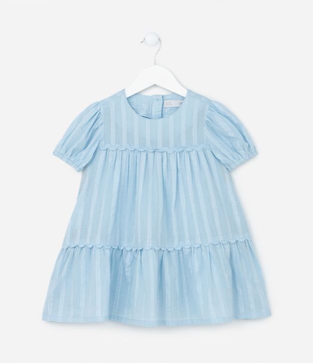 Vestido Infantil en Viscosa con Hilos Metalizados y Volados - Talle 1 a 5 años