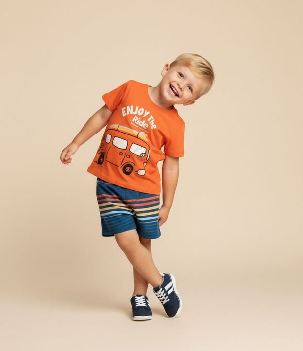 Conjunto Infantil con Estampa de Kombi y Lettering Enjoy The Ride - Talle 1 a 6 años