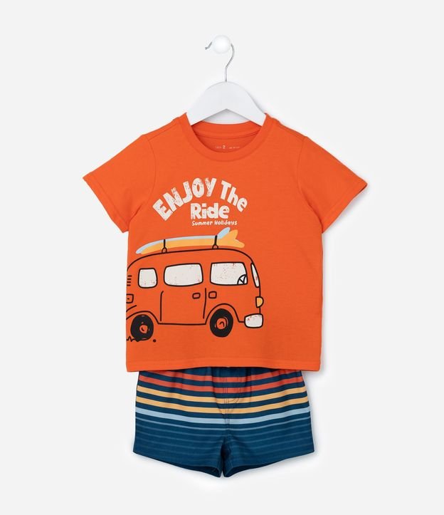 Conjunto Infantil con Estampa de Kombi y Lettering Enjoy The Ride - Talle 1 a 6 años