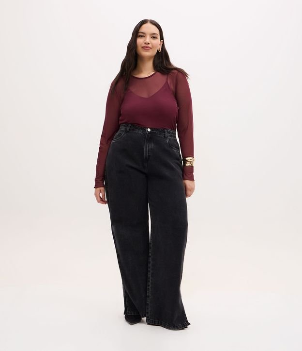 Pantalón Wide Leg en Jeans Marmorizado Curve & Plus Size