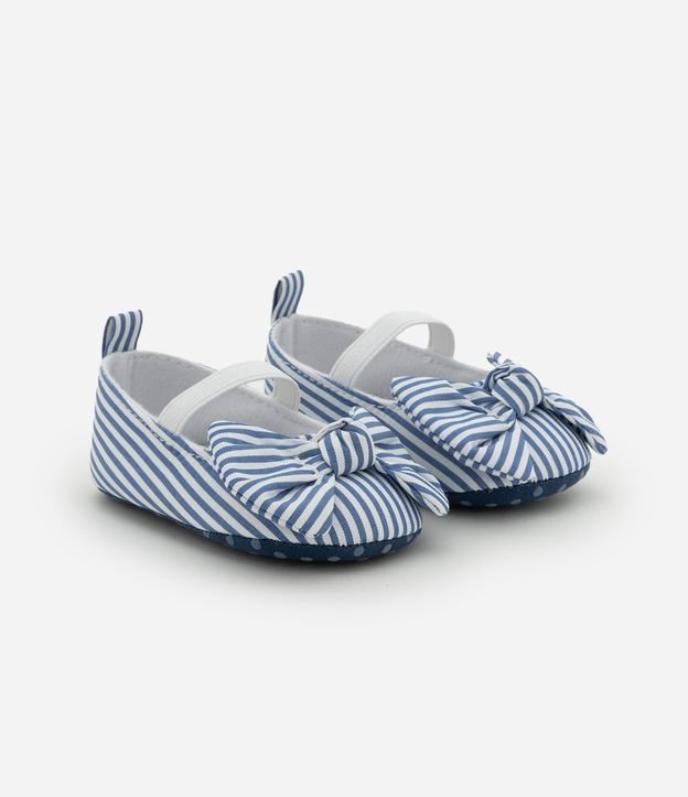 Zapatilla Infantil en Tricolina Rayada con Moña - Talle 15 a 19
