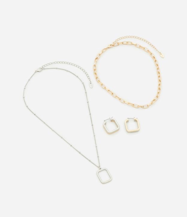 Conjunto de Collar Capas Diversos y Caravana Aro Bicolor 2