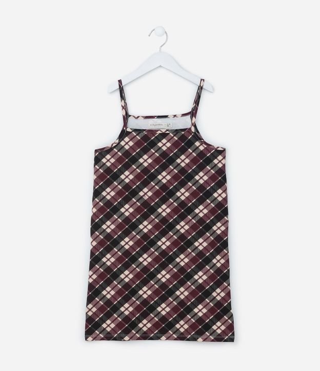 Vestido Infantil con superposición y Estampa de cuadros - Talle 5 a 14 años 2