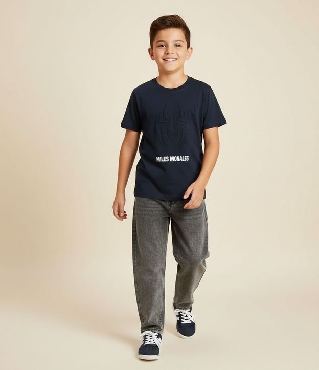 Remera Infantil con Relieve y Lettering Holográfico Hombre-Araña - Talle 4 a 12 años
