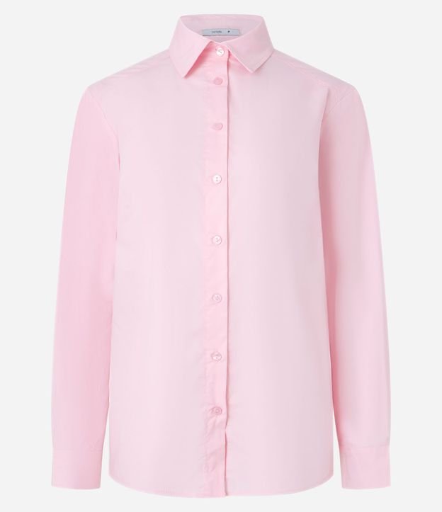 Camisa Oversized en Tricolina con Hilo Teñido y Botones