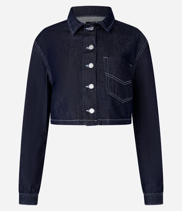 Camisa Cropped en Jeans con Pespontos Contrastantes 5