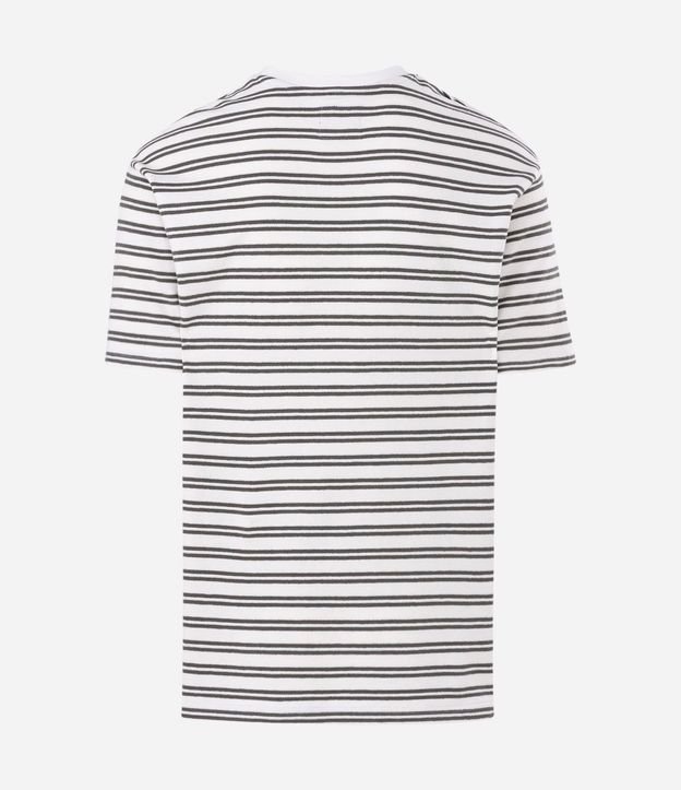 Remera Relaxed en Algodón con Estampa de Rayas y Texturizada 6