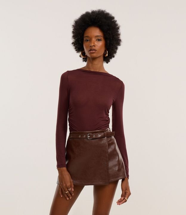 Blusa de Punto de Viscosa con Cuello Asimétrico Ceñido al Cuello 1