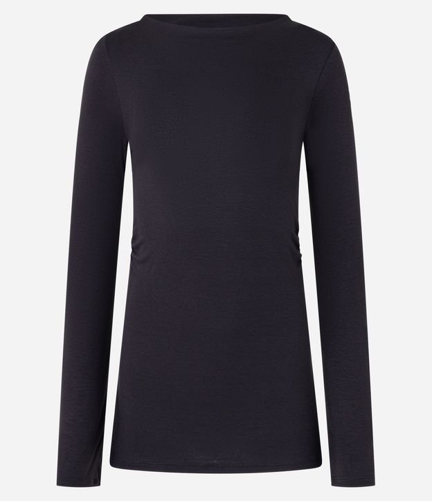 Blusa en Rib con Fruncido Lateral y Cuello Alto 5