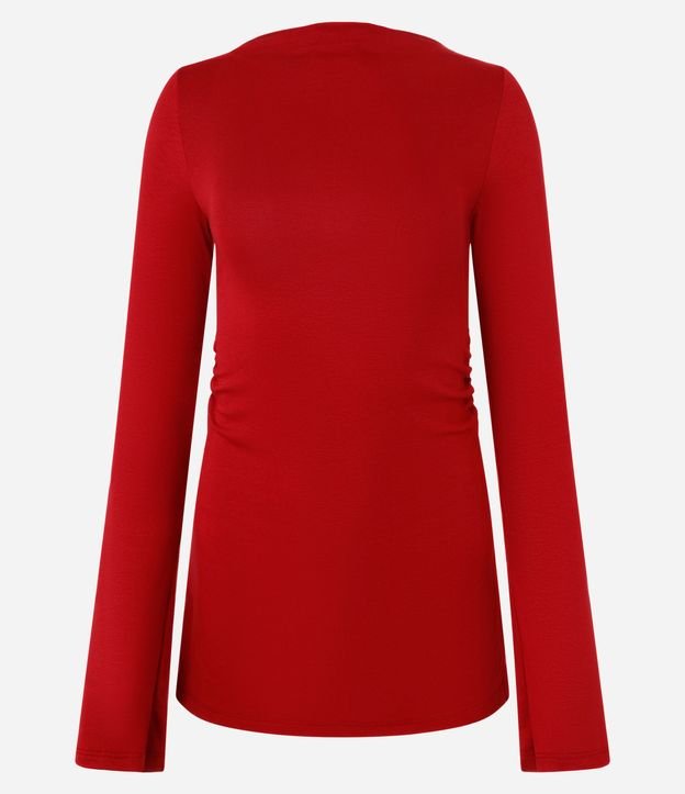 Blusa en Rib con Fruncido Lateral y Cuello Alto
