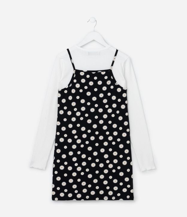 Vestido Infantil con Superposición y Estampa Margaritas - Talle 5 a 14 años 3