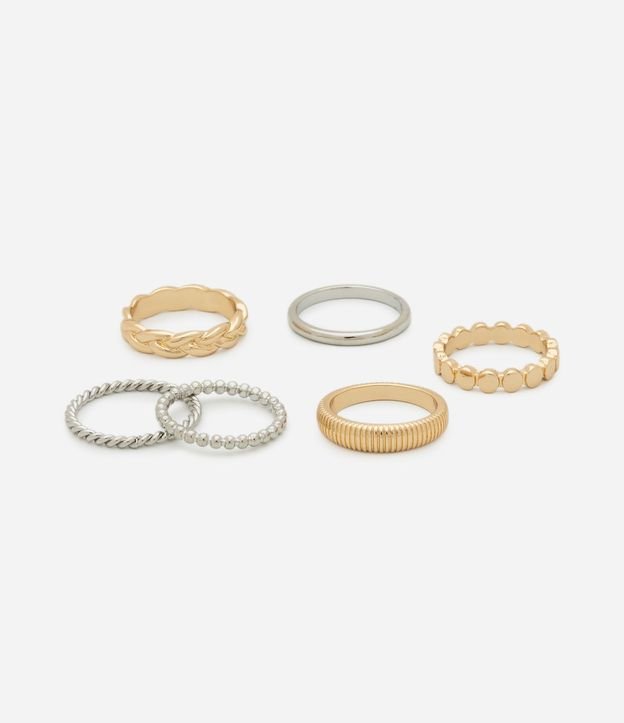 Kit 06 Anillos en Metal con Texturas Variadas 2