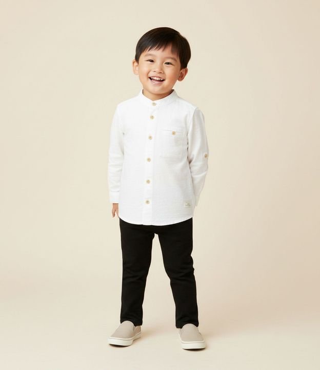 Camisa Infantil con Cuello Padre y Botones Contrastantes - Talle 1 a 6 años