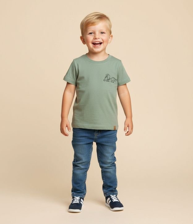 Remera Infantil con Estampa de Dinos - Talle 1 a 6 años