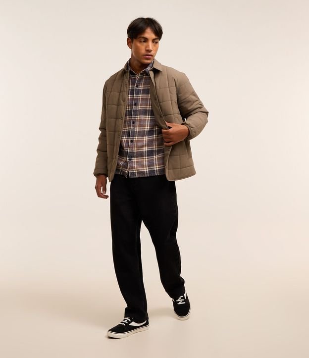 Camisa en Franela con Estampa de Cuadros 2