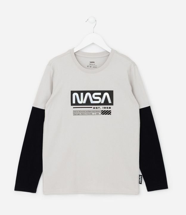 Remera Infantil con Estampa Relieve Holográfico NASA - Talle 5 a 14 años