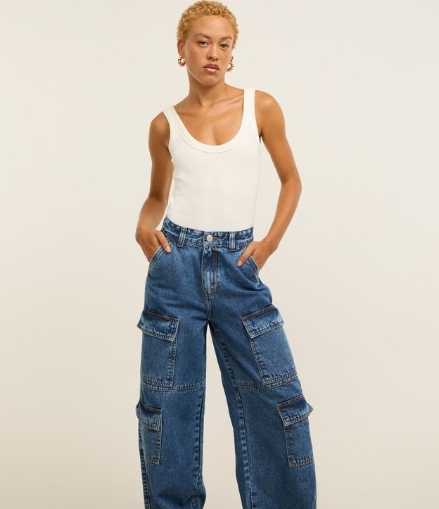 Pantalón años 90 en Jeans con Bolsillo Cargo 3