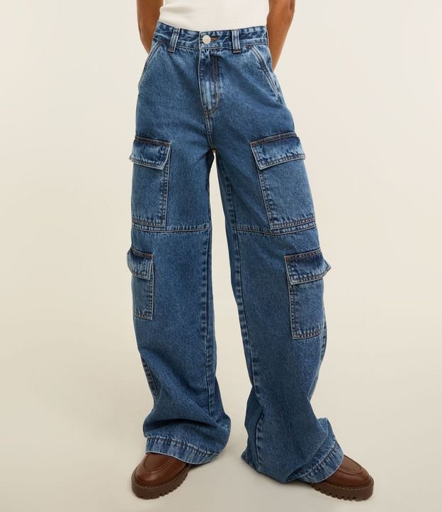 Pantalón años 90 en Jeans con Bolsillo Cargo 4