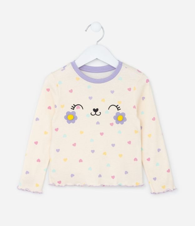Pijama Infantil en Rib con Estampa Carita Tierna - Talle 1 a 4 años 2