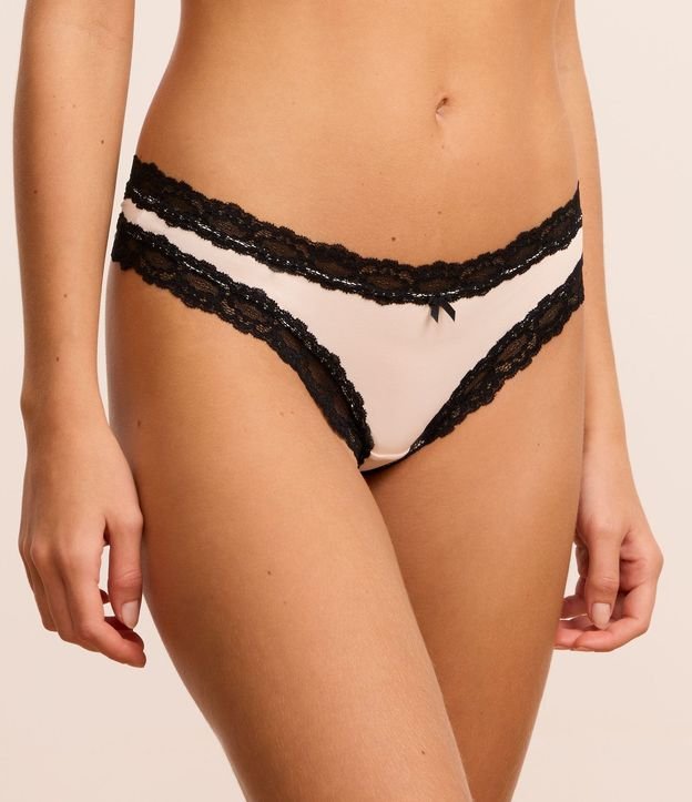 Kit 02 Bombachas Bikini Hilo en Microfibra con Encaje en las Sisas 3